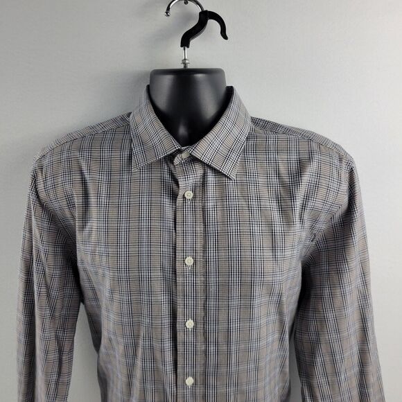 Jos. A Bank reserve dress shirt tailored fit button down plaid mens L 3679 - Picture 2 of 9